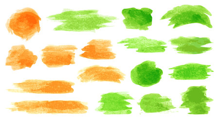 Vector watercolor paint. Abstract isolated colorful stain. Grunge element for paper design. Ink paint brush stain or spot on white backgroundのイラスト素材