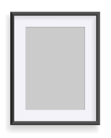 Photo frame isolated on white, rectangular frame mockup. Empty framing for presentations. Photo or picture painting frame, for art gallery interior. Vector templateのイラスト素材