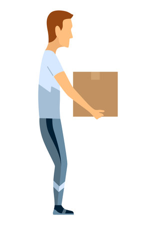 Lifting technique safe movement. Safety. Incorrect instruction for moving heavy packages for workers. Ergonomic movement for loading objects vector flat illustrationのイラスト素材