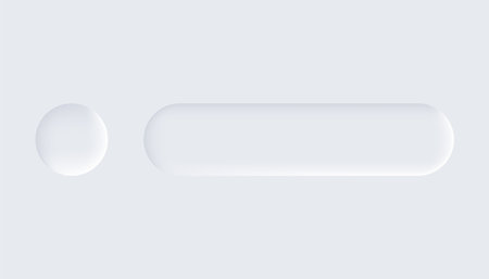 Neumorphic buttons. Simple trendy design elements UI components isolated on light background. Control element for website, mobile app menu and navigation with rounded edgesのイラスト素材