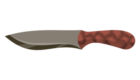 Military hunting knife. Combat weapon blade, vector model type. Trapper sword or hunter knife blade. Protection concept. Warrior blade or jackknife on white backgroundのイラスト素材