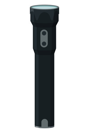 Flashlight of light icon with spotlight or flash function. Light lantern isolated on white background. Vector cartoon illustrationのイラスト素材