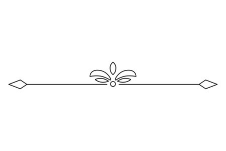 Flourish calligraphic design element. Page decoration symbol to embellish your layout. Linear of vintage swirlのイラスト素材