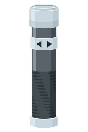 Flashlight of light icon with spotlight or flash function. Light lantern isolated on white background. Vector cartoon illustrationのイラスト素材