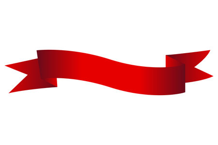 Heraldic red ribbon banner. Flag, decorative element, label or streamer. Vector illustration isolated on white backgroundのイラスト素材