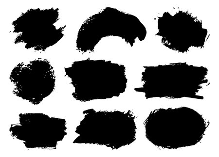 Abstract vector paint set. Isolated grunge elements for paper design. Ink paint brush stains or spots on white backgroundのイラスト素材