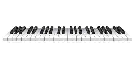 Piano keys. Musical instrument keyboard top above view. Black and white classic or electric piano keys. 3d vector illustrationのイラスト素材