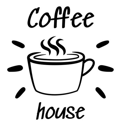 Coffee cups lettering. Phrase about Coffee to go. Typography quote design. Calligraphy style Hot drinks shop promotionのイラスト素材