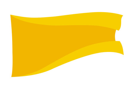 Waving flag. Yellow flag template on white background. National flags waving symbol. Banner design mockup elementのイラスト素材