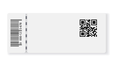 Empty ticket template. Blank concert ticket or lottery coupon. Event coupon or cinema movie theater card. Festival or circus paper empty flyer. Vector isolated illustrationのイラスト素材