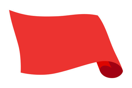 Waving flag. Red flag template on white background. National flag waving symbol. Banner design mockup elementのイラスト素材