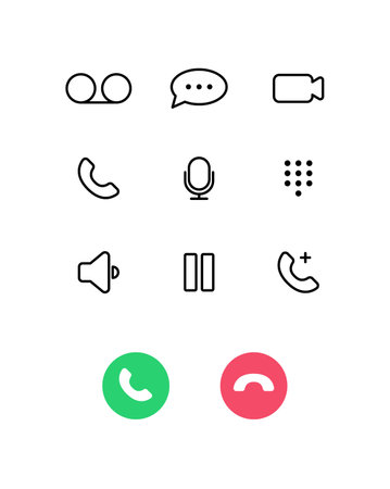 Smartphone dial phone ui set. Phone pad, screen keypad, dial buttons. Vector isolated illustration touchscreen telephone interfaceのイラスト素材