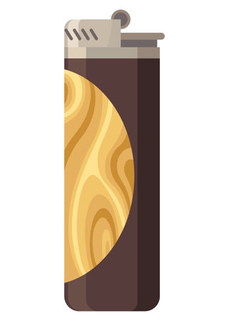 Gasoline lighter. Plastic petrol cheap tool to Ignite gas kitchen oven, fireplace or bonfire, light fire flame. Accessorie. Cartoon vector illustrationのイラスト素材