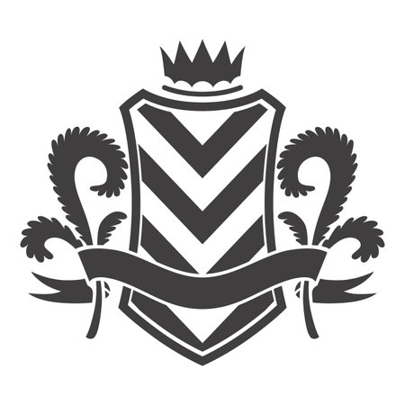 Knight shield, heraldic icon. Vintage monochrome knight award element. Royal badge, luxury filigree emblem. Decorative element on white backgroundのイラスト素材
