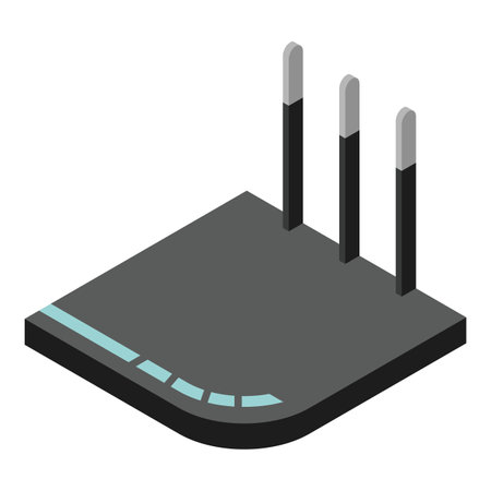 Router isometric icon. Vector wifi router, internet modem for web design isolated on white backgroundのイラスト素材