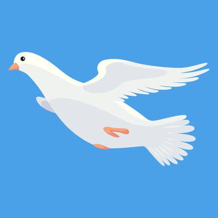 Pigeon animation. Bird motion wings in heaven. Flying migratory pigeon, cartoon vector illustration. Bird dove animation elementのイラスト素材