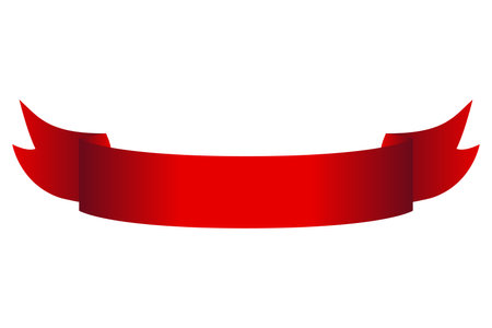 Heraldic red ribbon banner. Flag, decorative element, label or streamer. Vector illustration isolated on white backgroundのイラスト素材
