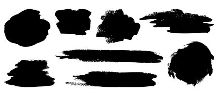 Abstract vector paint set. Isolated grunge elements for paper design. Ink paint brush stains or spots on white backgroundのイラスト素材