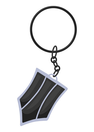 Keychain or keyholder icon. Cartoon color key ring, chain round holder or metal trinket. Modern keys pendant. Home rental or real estate concept. Vector illustrationのイラスト素材