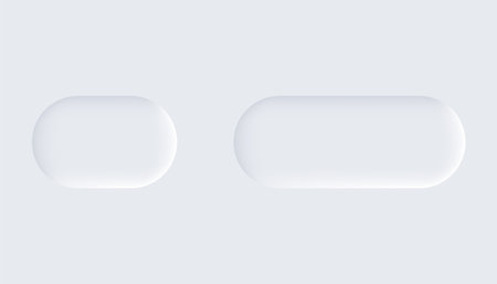 Neumorphic buttons. Simple trendy design elements UI components isolated on light background. Control element for website, mobile app menu and navigation with rounded edgesのイラスト素材