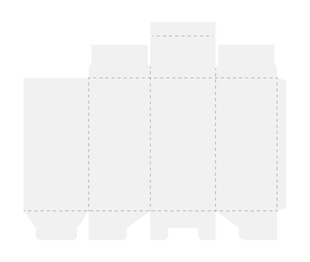 Box cut model. Package template layout for new design. Paper rectangular cardboard, container mockupのイラスト素材