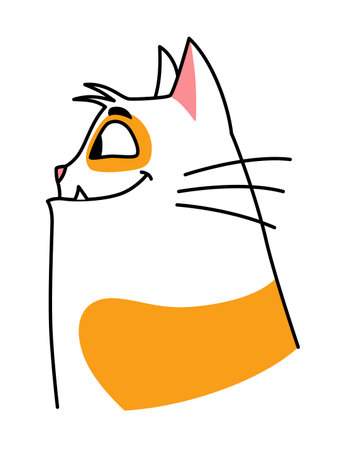 Cat expression. Cartoon pet with cute emotion, creative emoji of home animal. Vector illustration of funny mood of cat with big eyesのイラスト素材