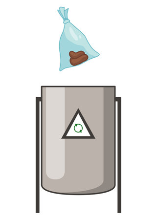 Dog poo clean up, one step infographic. Vector poster about hygiene animal, toilet cleaning information after your dog, one stepのイラスト素材