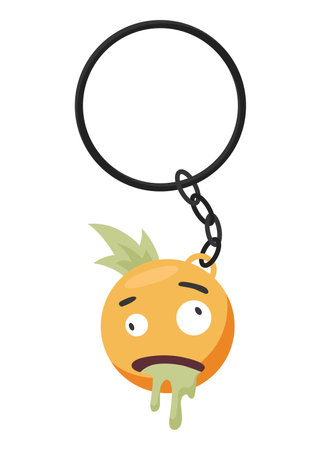 Keychain or keyholder icon. Cartoon color key ring, chain round holder or metal trinket. Modern keys pendant. Home rental or real estate concept. Vector illustrationのイラスト素材