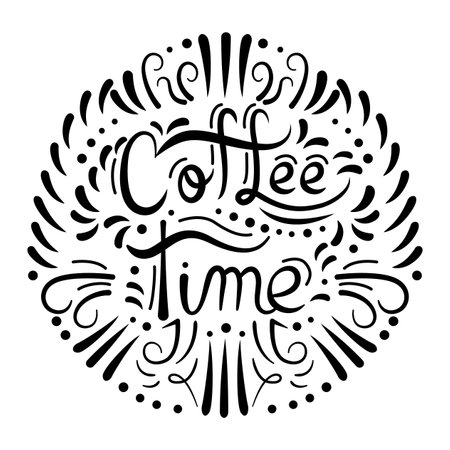 Coffee to go lettering for disposable cup. Lettering emblem quotes text. Hot street drink trendy, graffiti styleのイラスト素材
