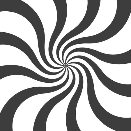 Comic swirl background. Swirl radial pattern or abstract sunburst wallpaper. Vertigo pattern. Abstract rays, vector illustrationのイラスト素材