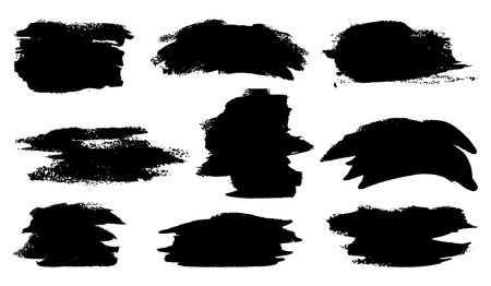 Abstract vector paint set. Isolated grunge elements for paper design. Ink paint brush stains or spots on white backgroundのイラスト素材