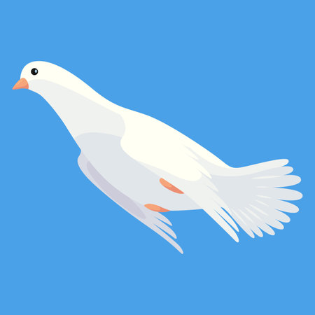 Pigeon animation. Bird motion wings in heaven. Flying migratory pigeon, cartoon vector illustration. Bird dove animation elementのイラスト素材