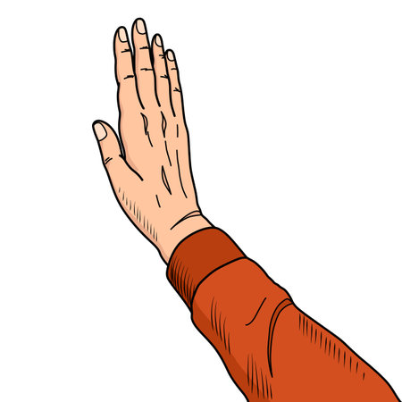 Hands give five pop art. Male hands in gesture of success. Vintage cartoon retro vector illustration. Perfect for conveying a sense of teamwork, collaboration and celebrationのイラスト素材