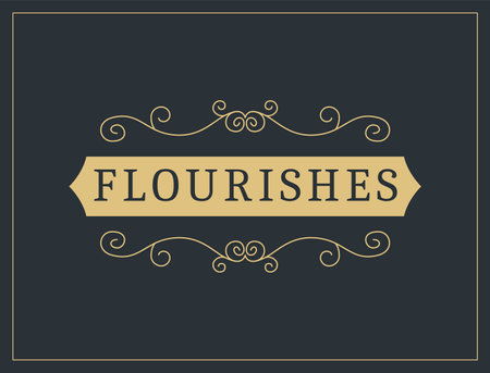 Flourishes calligraphic vintage ornamental background. Vector luxury invitation, restaurant menu or royalty certificate. Golden ornate page with swirls and vignettes elementsのイラスト素材