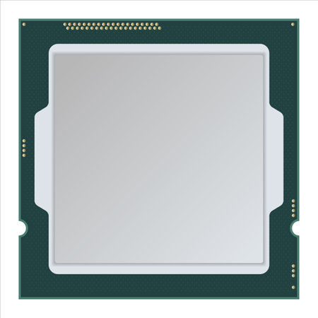 Chip CPU design. Perfect for illustrating concepts related to programming, software development, artificial intelligence, robotics, and digital technologyのイラスト素材