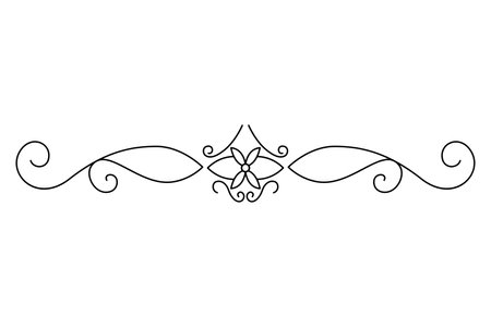 Flourish calligraphic design element. Page decoration symbol to embellish your layout. Linear of vintage swirlのイラスト素材
