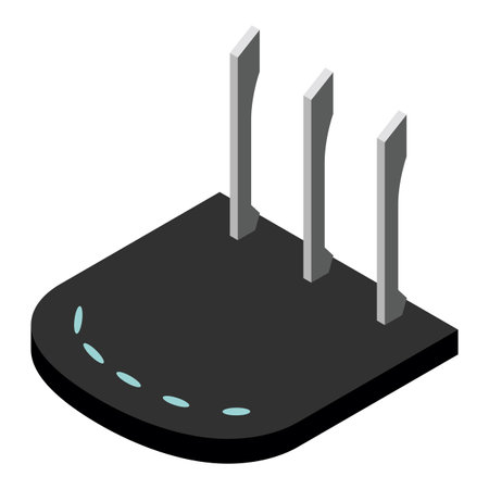 Router isometric icon. Vector wifi router, internet modem for web design isolated on white backgroundのイラスト素材