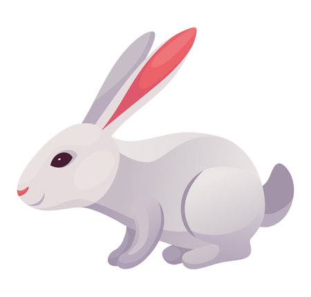 Rabbit animation icon. Bunny jump or running motion element for 2d game. Speed run hare animal, sprite sheet move. Vector illustration isolated on white backgroundのイラスト素材