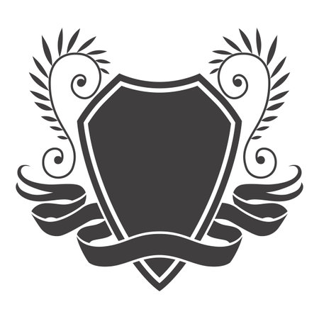 Knight shield, heraldic icon. Vintage monochrome knight award element. Royal badge, luxury filigree emblem. Decorative element on white backgroundのイラスト素材
