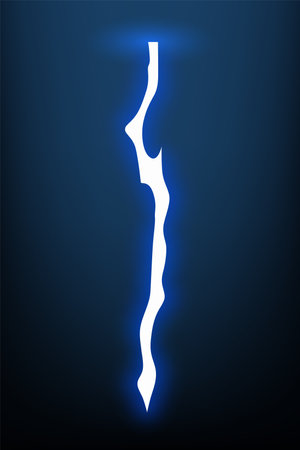 Lightning animation with sparks. Electricity thunderbolt danger, light electric powerful thunder. Bright energy effect, vector illustrationのイラスト素材