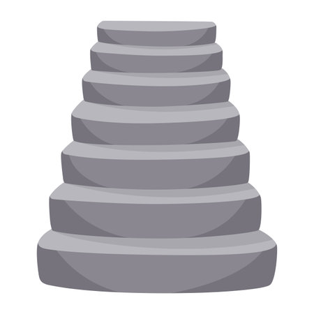Game castle stairs in cartoon style. Medieval ancient ladder flights without railings, marble step treads or rock risers. Vector staircase isolated on white backgroundのイラスト素材
