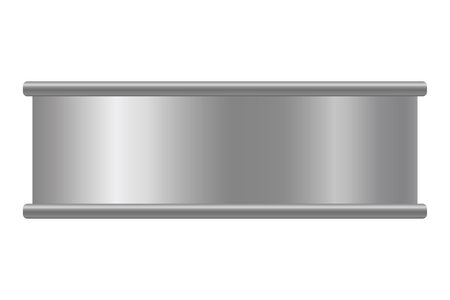 Metallic tin can for food. Front view. Vector realistic mockup of blank cylinder, aluminum container, round steel pack isolated on white backgroundのイラスト素材