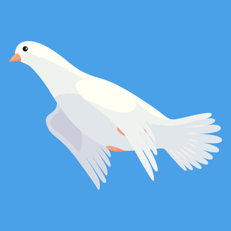 Pigeon animation. Bird motion wings in heaven. Flying migratory pigeon, cartoon vector illustration. Bird dove animation elementのイラスト素材