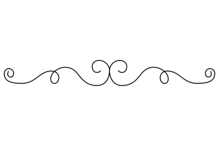 Flourish calligraphic design element. Page decoration symbol to embellish your layout. Linear of vintage swirlのイラスト素材