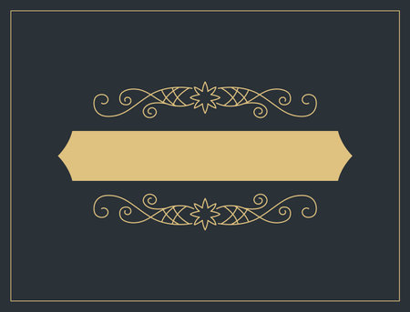 Flourishes calligraphic vintage ornamental background. Vector luxury invitation, restaurant menu or royalty certificate. Golden ornate page with swirls and vignettes elementsのイラスト素材