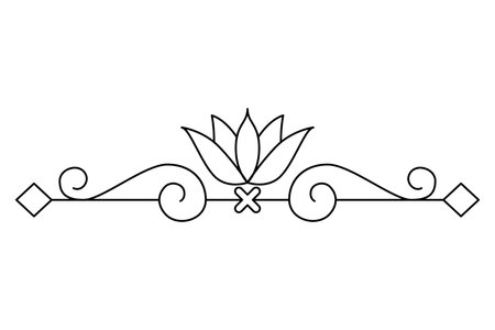 Flourish calligraphic design element. Page decoration symbol to embellish your layout. Linear of vintage swirlのイラスト素材