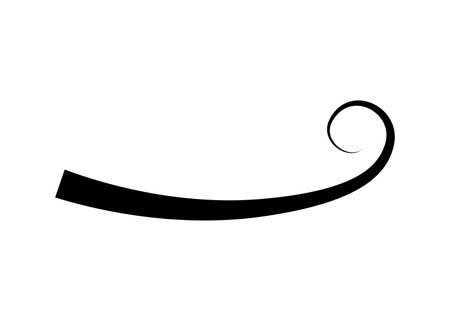 Swoosh typography text tail shape. Calligraphic decoration swish symbol. Retro underline, black stroke or ornament design vector illustrationのイラスト素材