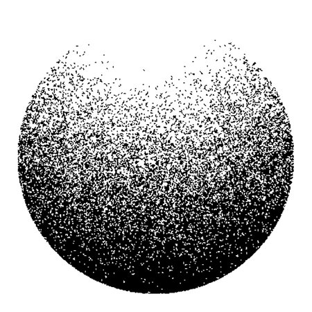 Dotwork noise gradient circle. Sand grain effect. Black noise stipple dots pattern. Abstract grunge dotwork gradient. Black grain dots element. Halftone circle. Dotted vector illustrationのイラスト素材