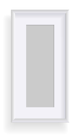 Photo frame isolated on white, rectangular frame mockup. Empty framing for presentations. Photo or picture painting frame, for art gallery interior. Vector templateのイラスト素材