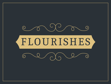 Flourishes calligraphic vintage ornamental background. Vector luxury invitation, restaurant menu or royalty certificate. Golden ornate page with swirls and vignettes elementsのイラスト素材